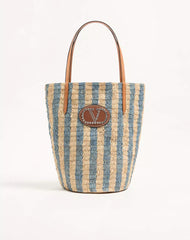 Valentino Garavani Striped Raffia Shopping Bag