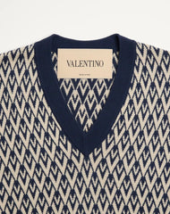 Wool Jumper With Toute La V Jacquard Pattern