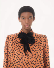 Crepe Satin Shirt With Plus De Pois Dalmata Print