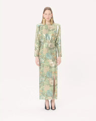 Lurex Long Dress With AprÃ¨s L'Hiver Sanderson DÃ©gradÃ© Print