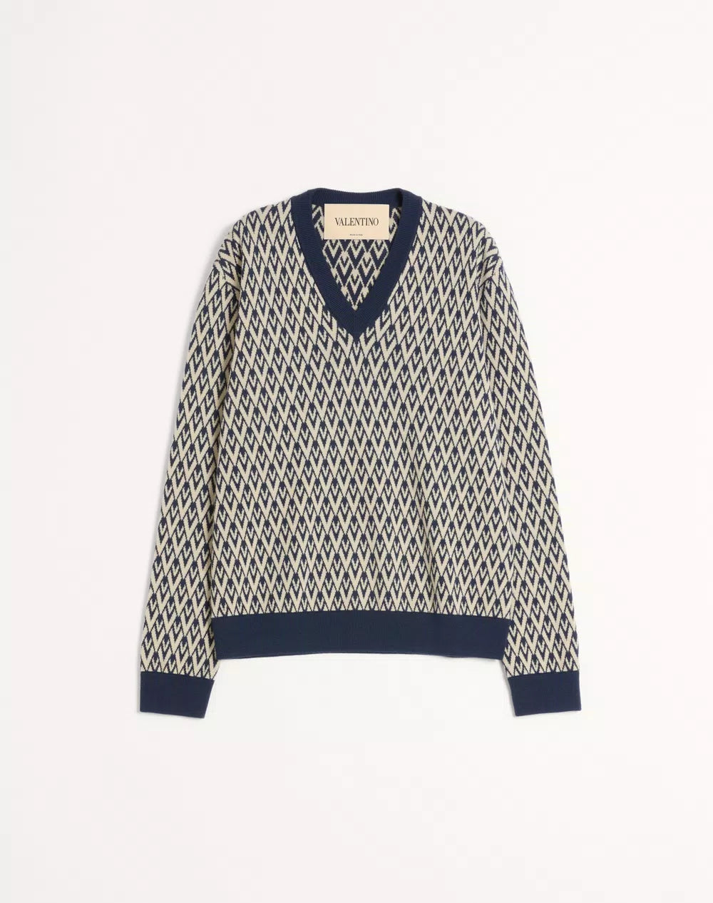 Wool Jumper With Toute La V Jacquard Pattern