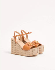 VLogo Signature Wedge Sandal In Grainy Calfskin 120Mm