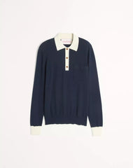 Long-Sleeved Cotton Polo Shirt