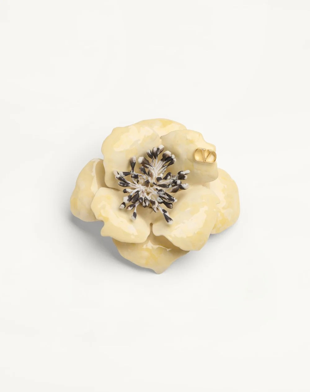Valentino Fleur Lumineuse Tie Clip In Metal, Enamel And Fabric