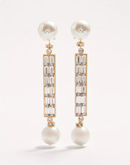 San Fin Metal Earrings With SwarovskiÂ® Crystals And Pearls