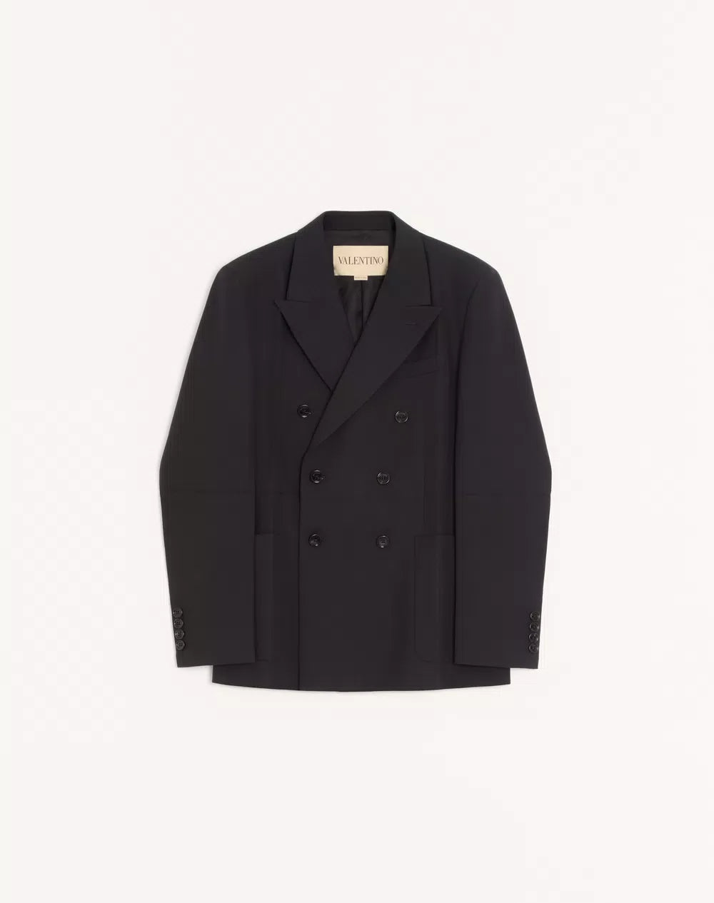 Valentino Double-Breasted Wool Jacket With Pressed Crease