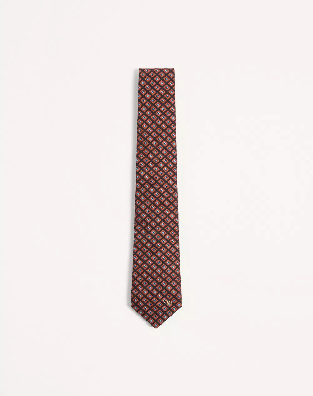 Valentie Cotton Jacquard Tie With Chamber Pattern And VLogo Signature Detail