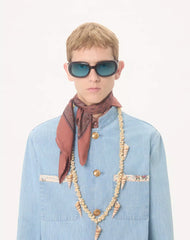 Valentino Denim Safari Jacket With Printed Edges