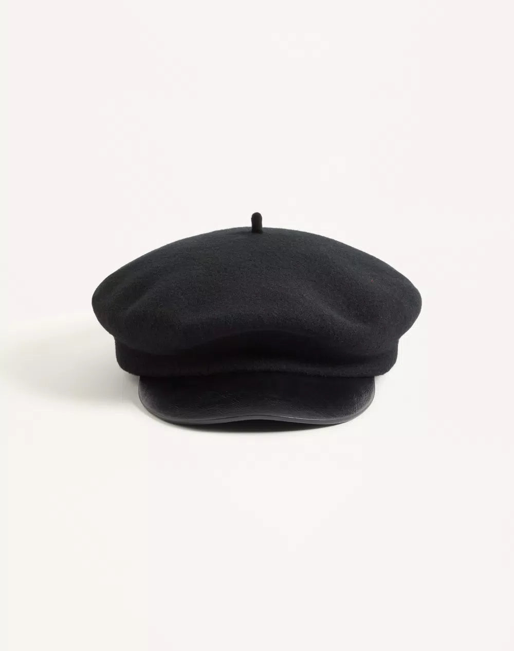 Valentino Garavani VLogo Signature Wool Beanie With Leather Visor