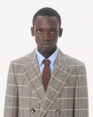 Valentie Cotton Jacquard Tie With Chamber Pattern And VLogo Signature Detail