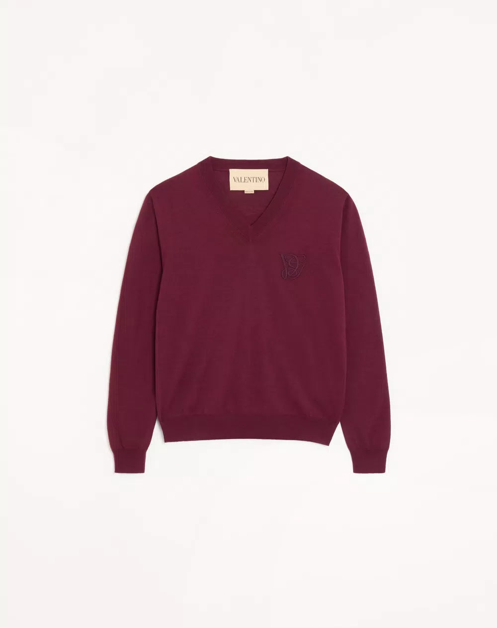 Valentino V-neck sweater in wool with VG embroidery