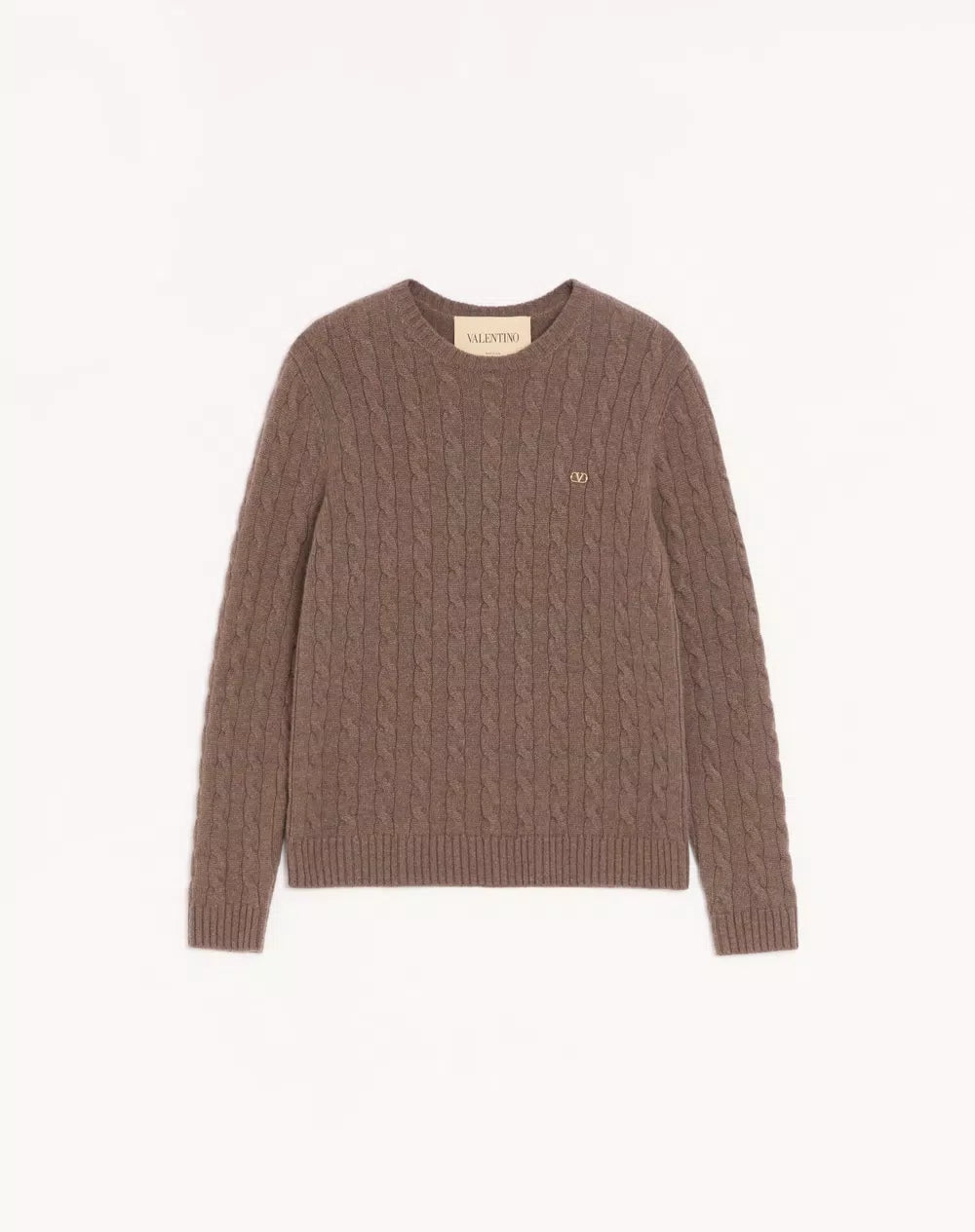Valentino Cashmere Cable-Knit Pullover With VLogo