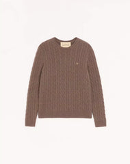 Valentino Cashmere Cable-Knit Pullover With VLogo