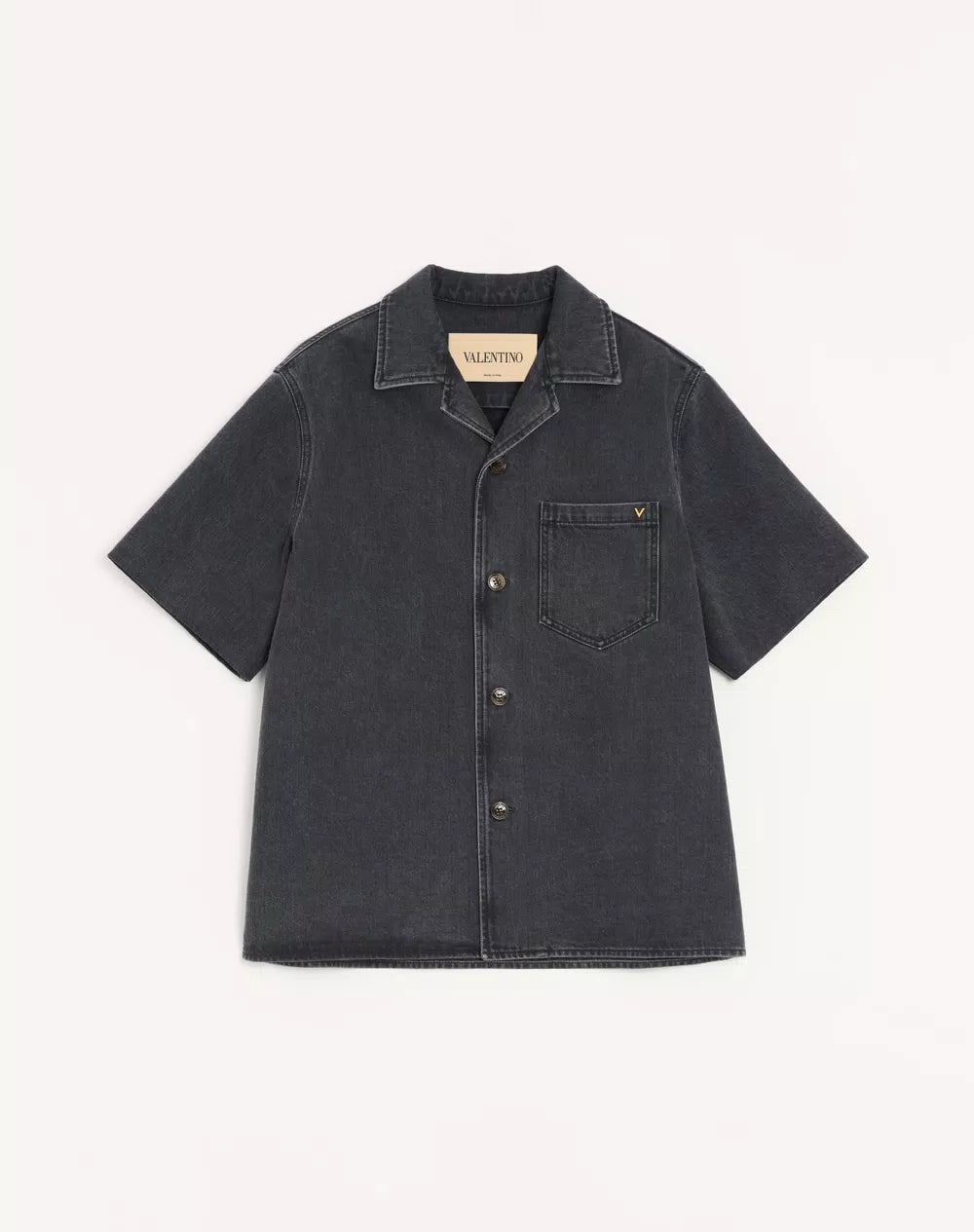 Valentino Denim Bowling Shirt With Vgold