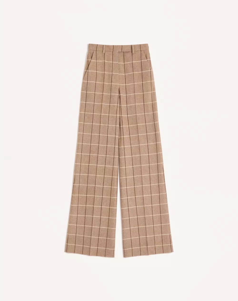 Wool Trousers With Windowpane Check Pattern