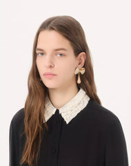 San Fin Metal Earrings With SwarovskiÂ® Crystals And Pearls