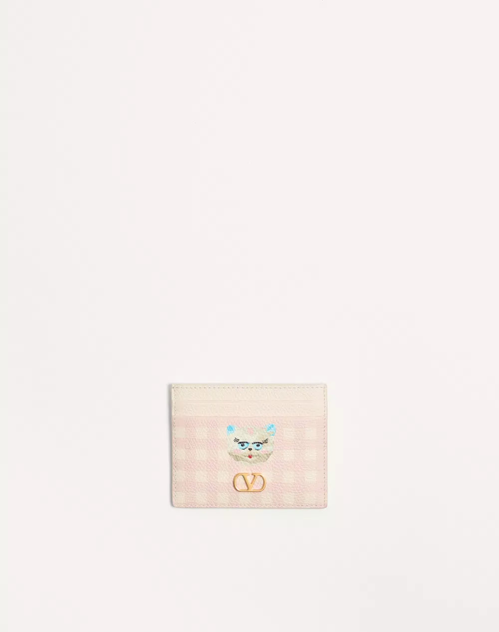 VLogo Signature Le Chat De La Maison Cardholder In Grainy Calfskin