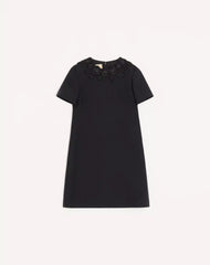 EMBROIDERED CREPE COUTURE SHORT DRESS