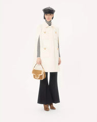 Valentino Garavani Alltime Suede Shoulder Bag With Sheepskin Lining And Embroidered Ribbon Shoulder Strap
