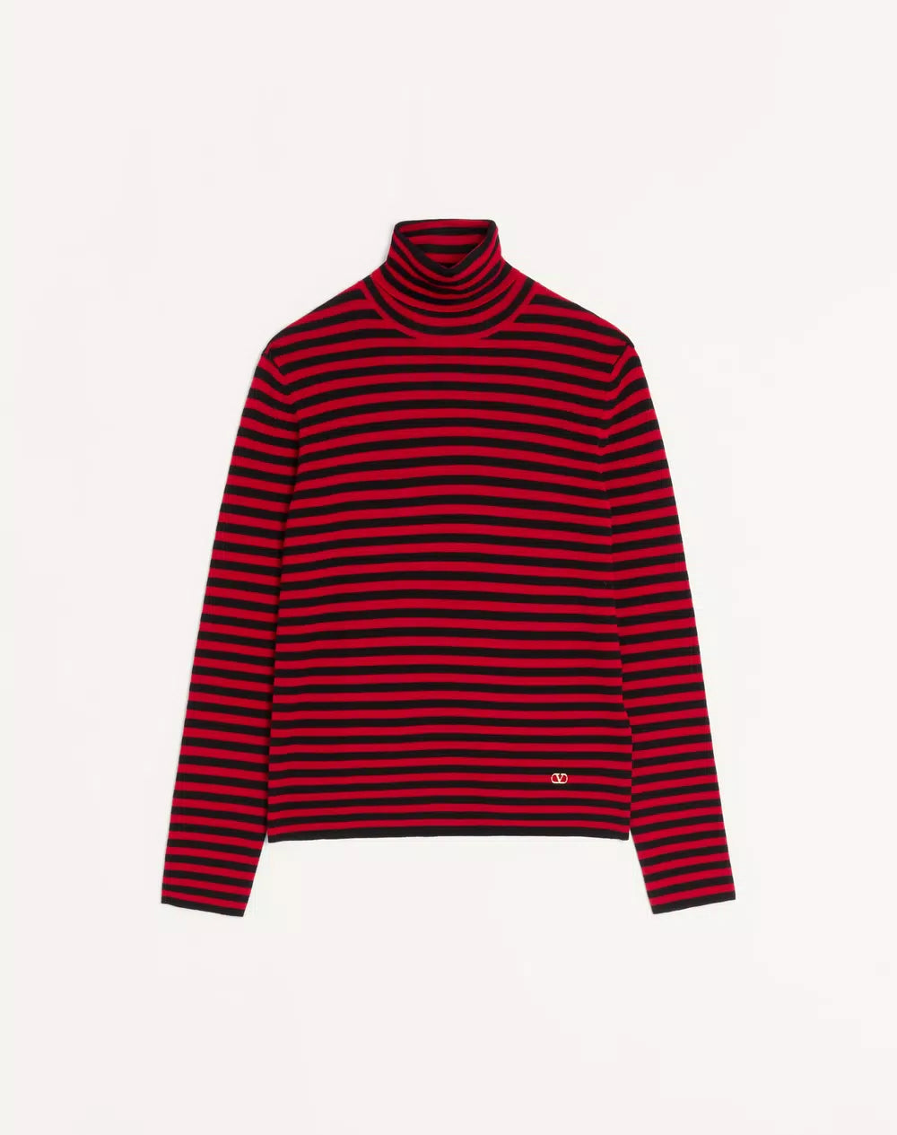 Valentino High-Neck Wool Jumper With VLogo Patch