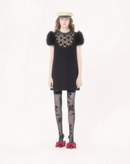Embroidered Crepe Couture Short Dress