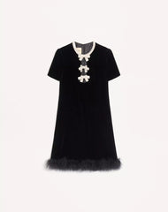 Short Dress In Embroidered SablÃ© Velvet