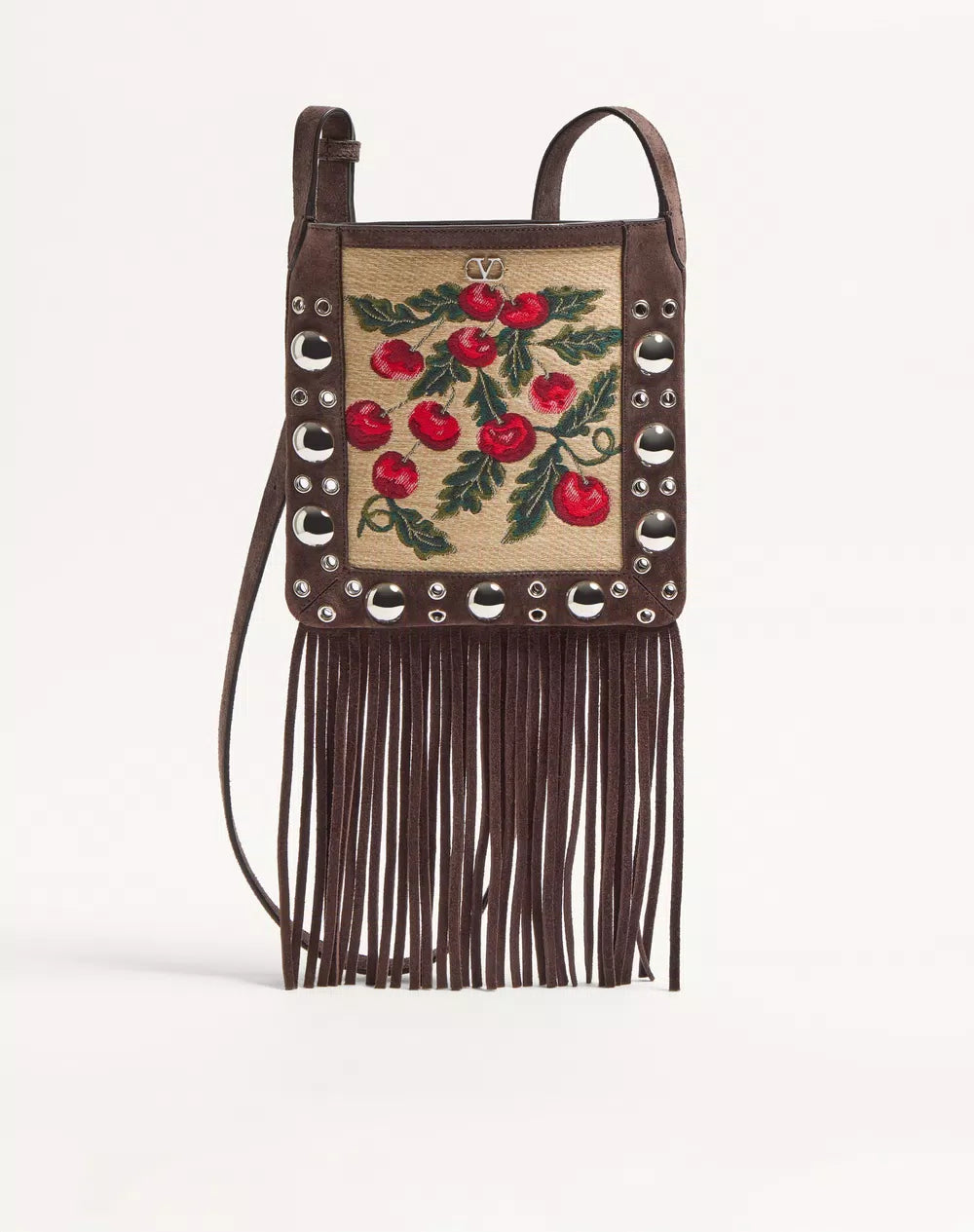 Valentino Garavani NellcÃ´te Small Shoulder Bag In Jacquard Raffia With Cherryfic Pattern