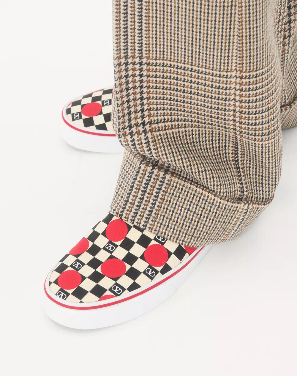 Valentino Garavani And Vans Slip-On Sneaker In Fabric With VLogo Checkerboard Print And Polka Dot Detail