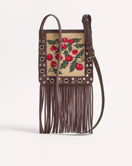 Valentino Garavani NellcÃ´te Small Shoulder Bag In Jacquard Raffia With Cherryfic Pattern