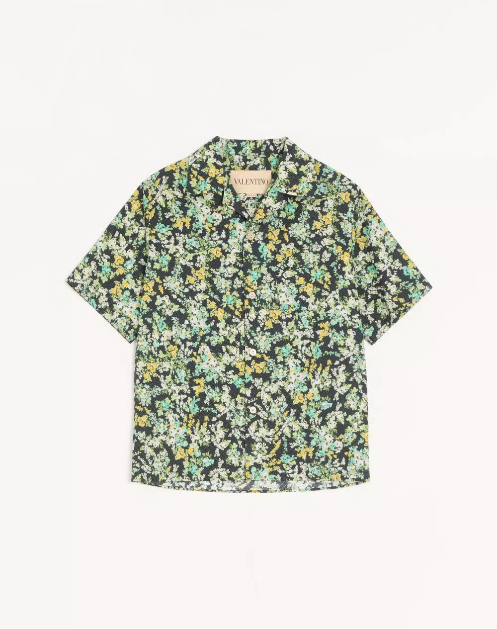 Valentino Cotton Poplin Bowling Shirt With Papier Floral Print
