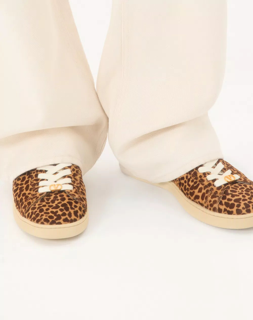 Royco Trainer In Hair Calf With Fauve Eclat Print And Nappa Calfskin