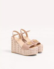 VLogo Signature Wedge Sandal In Grainy Calfskin 120Mm