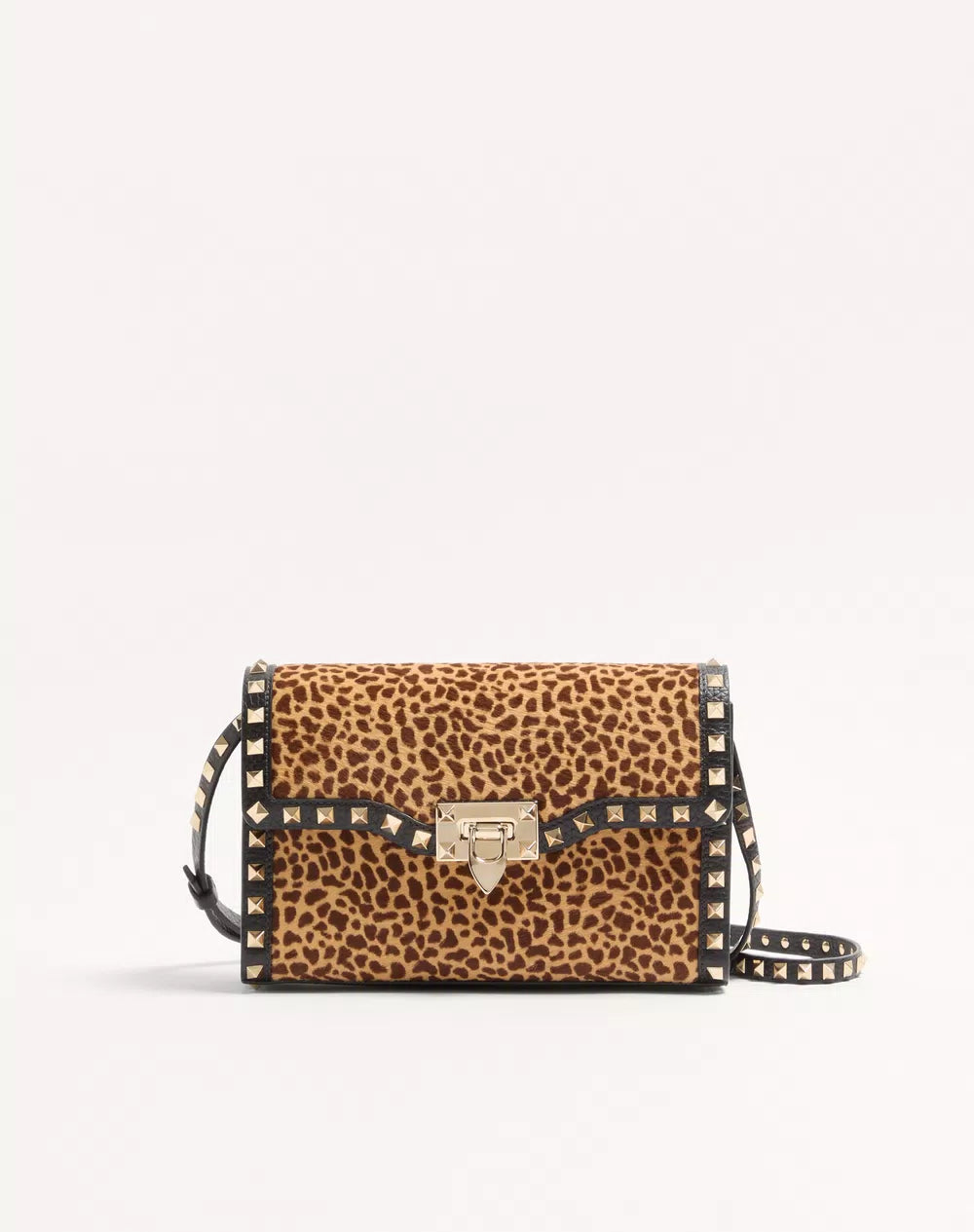 Valentino Garavani Rockstud Small Shoulder Bag In Pony-Effect Calfskin With Animal Print