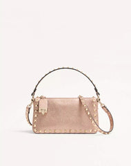 Valentino Garavani Rockstud Small Crossbody Bag In Laminated Grainy Calfskin Leather