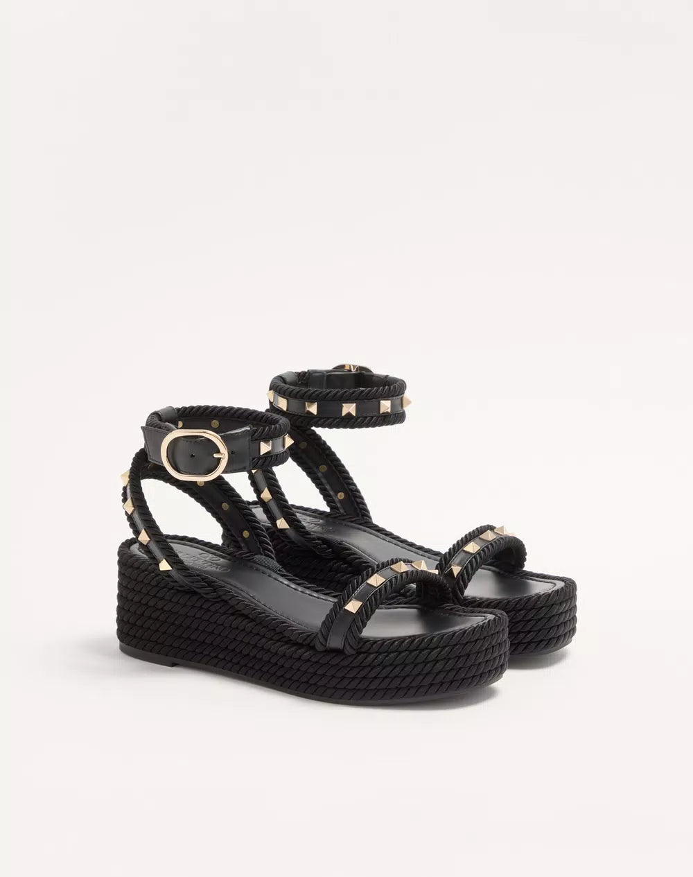Rockstud Flatform Sandal In Calfskin 45Mm