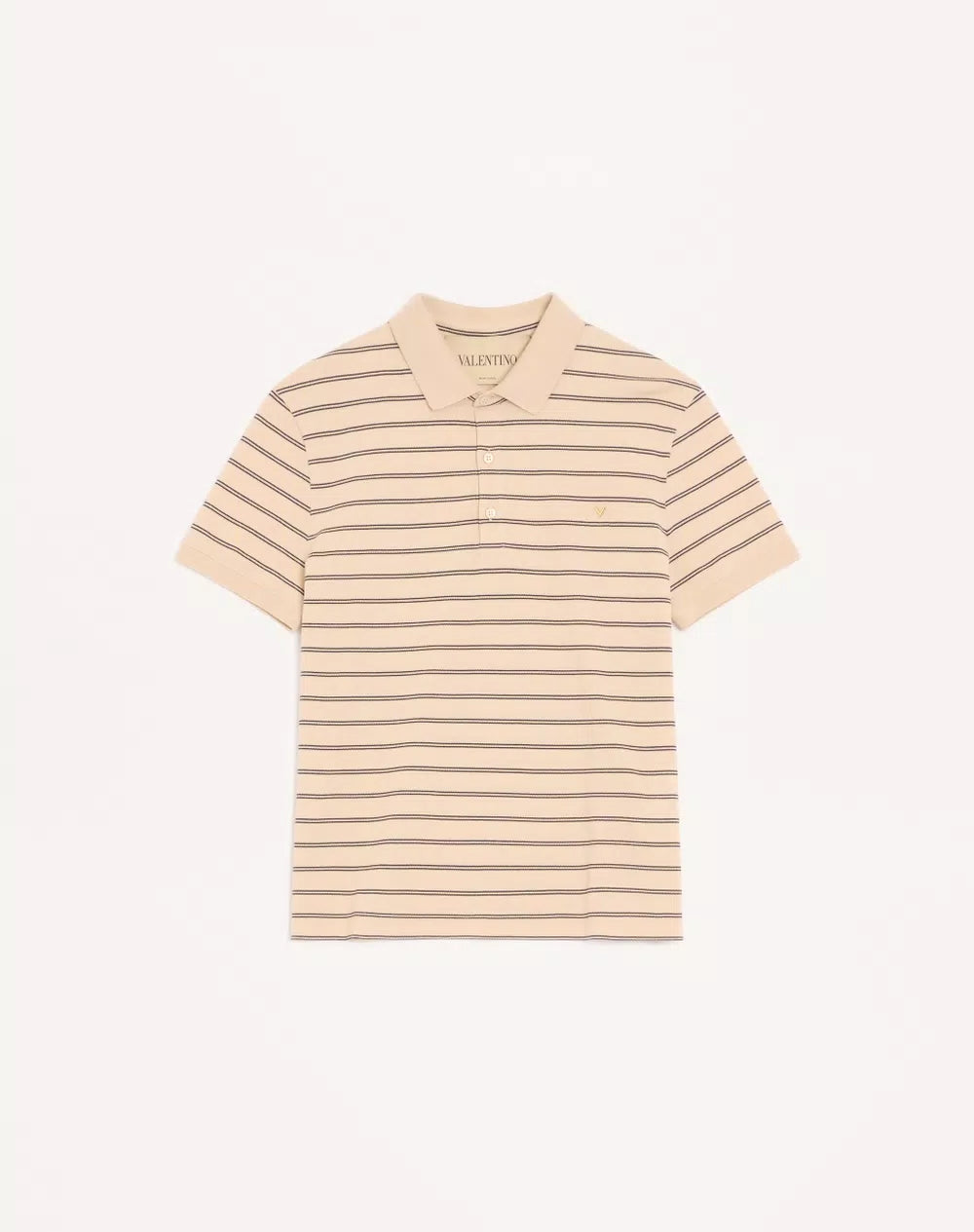 Valentino Cotton Pique Polo Shirt With Vgold Stripes