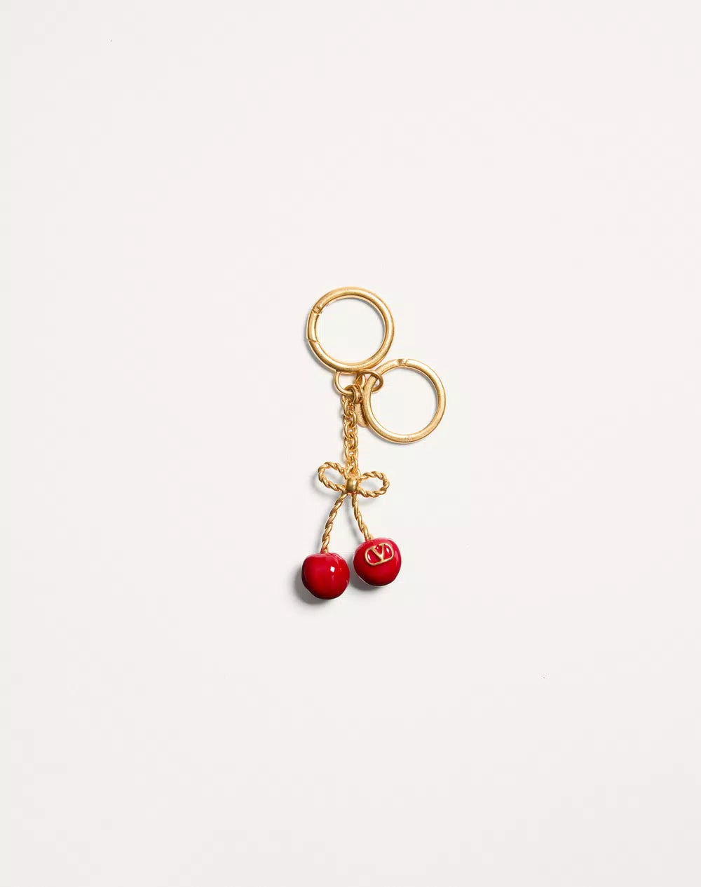 Chez Valentino Bag And Key Ring Charm In Metal And Enamel.