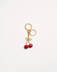Chez Valentino Bag And Key Ring Charm In Metal And Enamel.