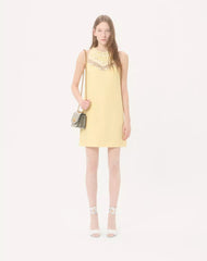 Embroidered Crepe Couture Short Dress