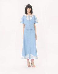 Light Blue Embroidered Denim Shirt