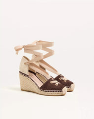 Resort Wedge In Split Leather 75Mm