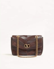 Valentino Garavani Djuna Medium Chain Bag In Suede And Nappa With Chevron Pattern