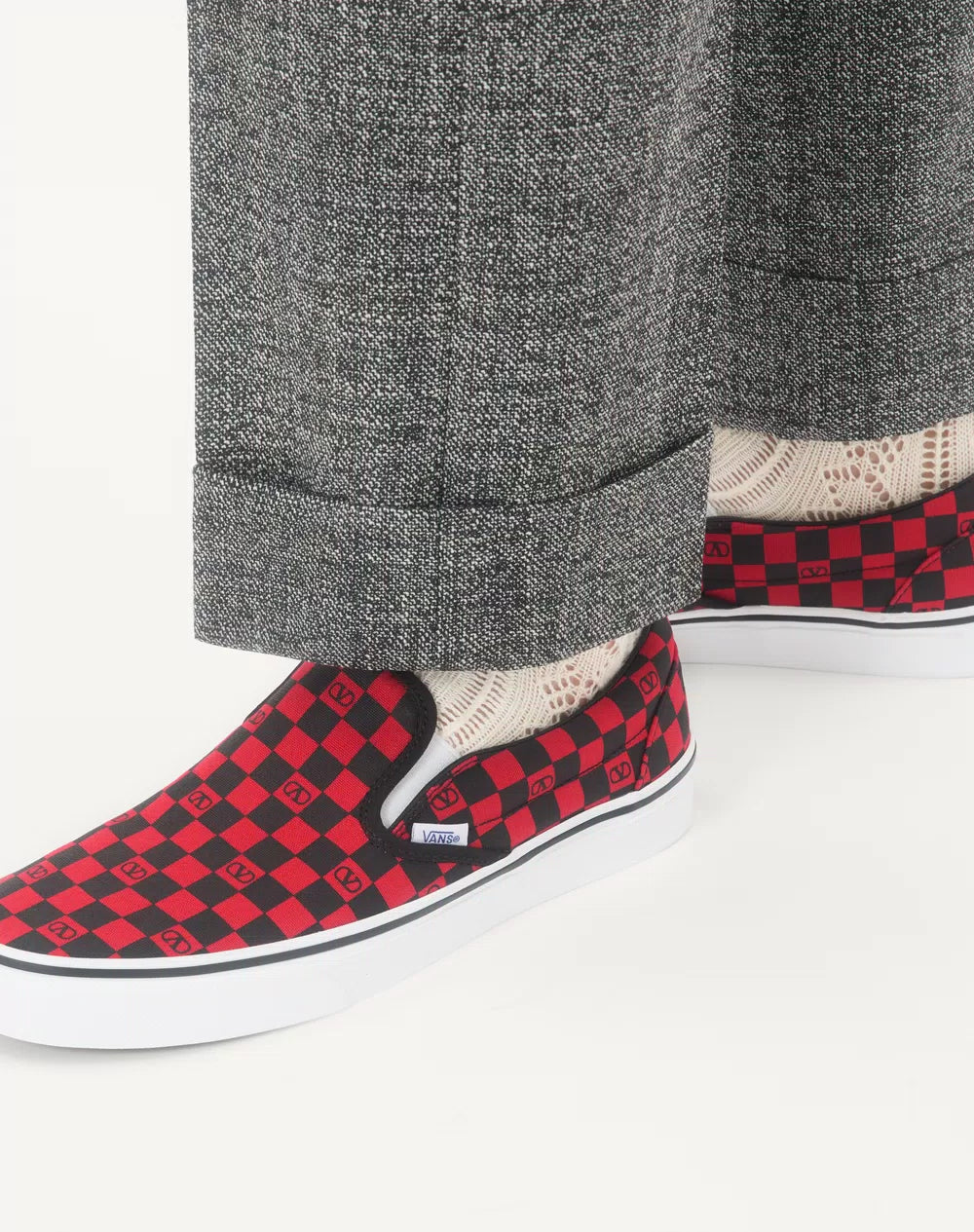 Valentino Garavani And Vans Fabric Slip-On Trainer With VLogo Checkerboard Print
