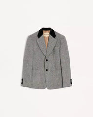 Valentino Single-Breasted Wool Jacket In Chevron Pattern