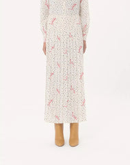 Plusdepois Bubble Print Crepe de Chine Long Skirt