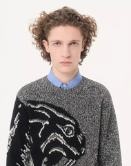 Valentino Cotton And MoulinÃ© Wool Jumper With Panther Jacquard
