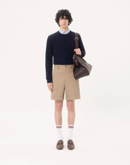 Valentino Cotton Gabardine Bermuda Shorts With Turn-Up And VLogo Embroidery