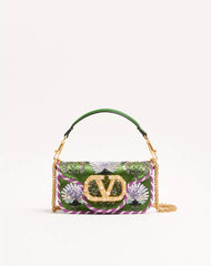 Valentino Garavani LocÃ² Small Embroidered Shoulder Bag With Jewel Logo