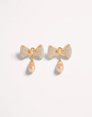 San Fin Metal Earrings With SwarovskiÂ® Crystals And Pearls