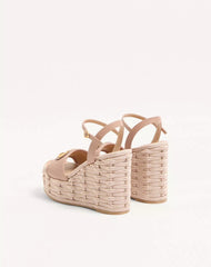 VLogo Signature Wedge Sandal In Grainy Calfskin 120Mm